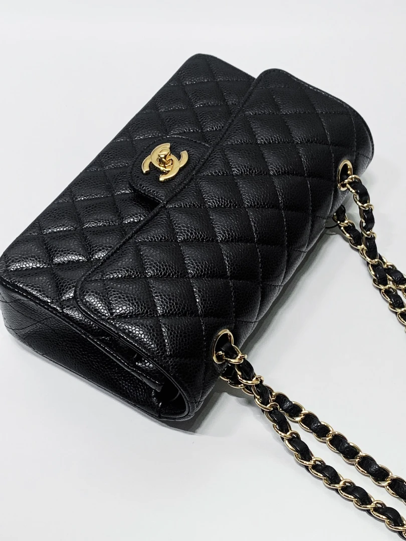 99新 Chanel/香奈儿 HIHI黑金荔枝纹小号CF芯片款JL