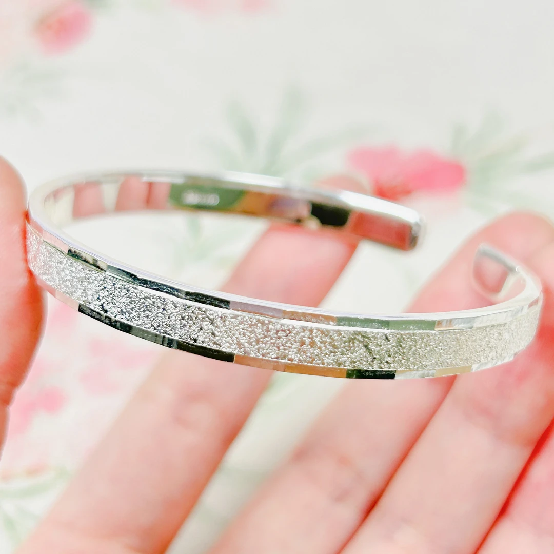 足银手镯 821满天星开口款纯银手镯实心亮闪闪满眼星辰ins风手镯