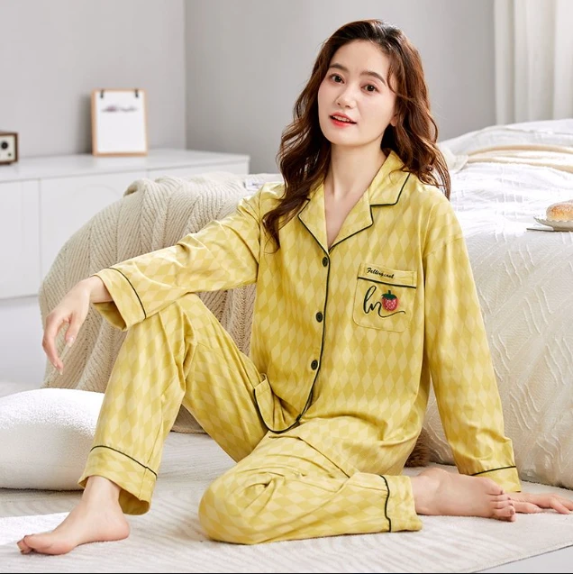 68030长袖长裤女士可外穿睡衣家居服套装HMF