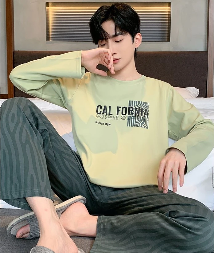 【多款可选男士】纯棉套头睡衣长袖长裤休闲家居服套装HMF