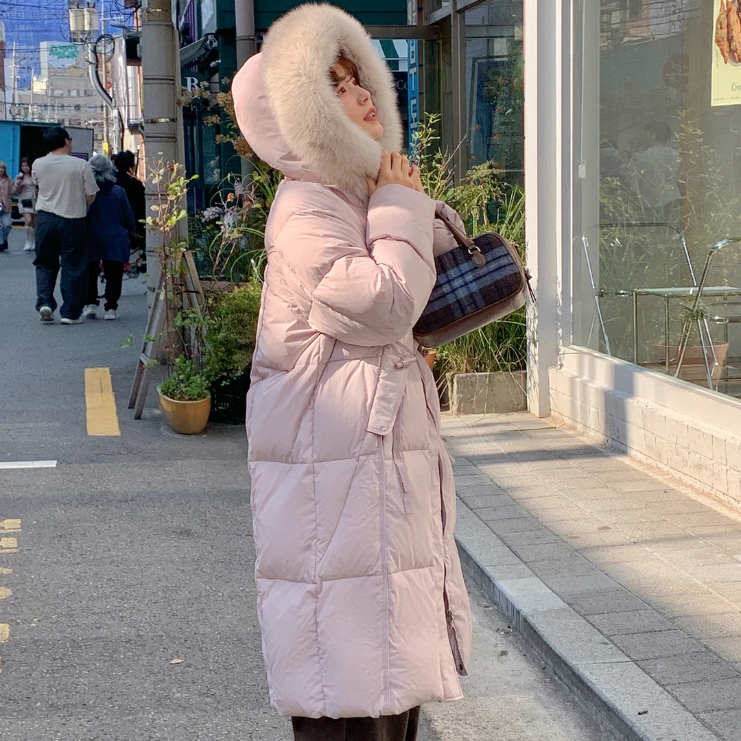 法儿家韩国限定【雪山樱花】【新品】FS410W083狐狸毛领羽绒服