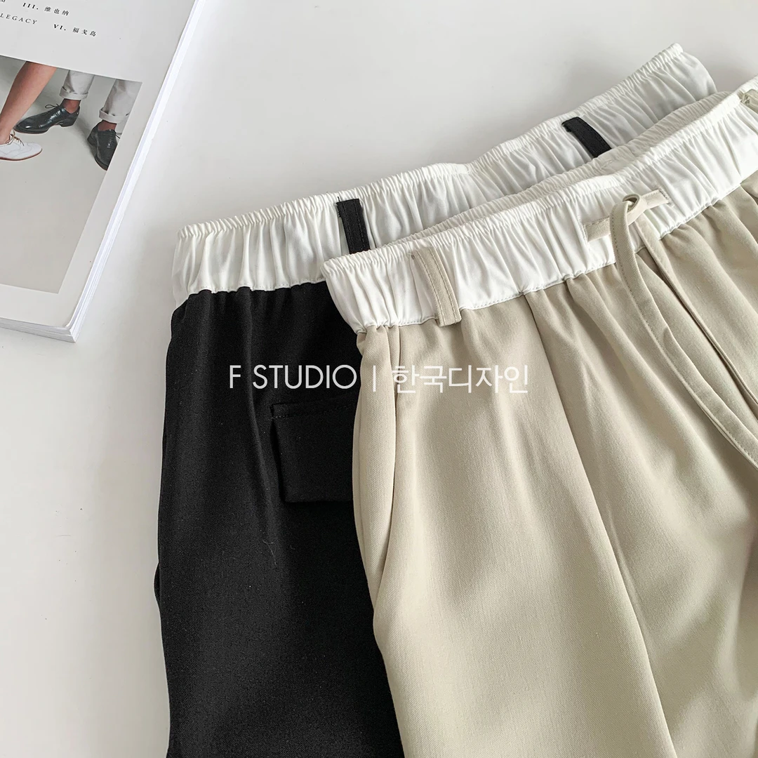 法儿家韩国限定【冰肌裤】腰部拼色休闲裤FS306X018