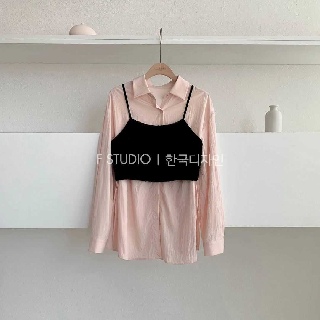 「新品」【首尔街拍】吊带衬衣两件套FS207S035