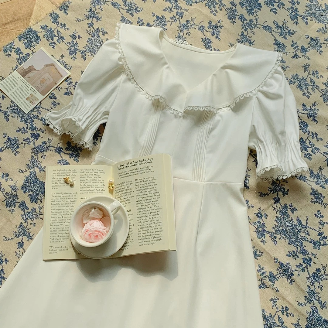 现货-【铃兰情书】花边拼接边连衣裙FS204L058