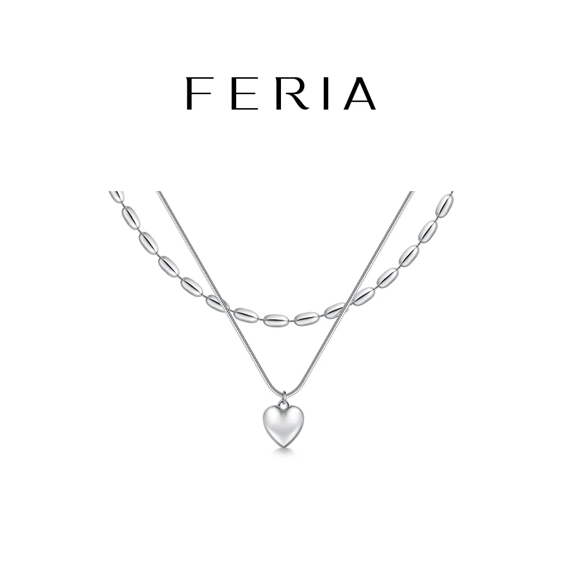 铜项链 FERIA【心形双层项链】FE403X609时尚百搭饰品【穿搭专属】