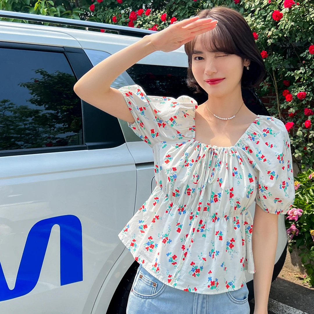 现货 -【盛夏花市】碎花系带小衫FS306S066 zy