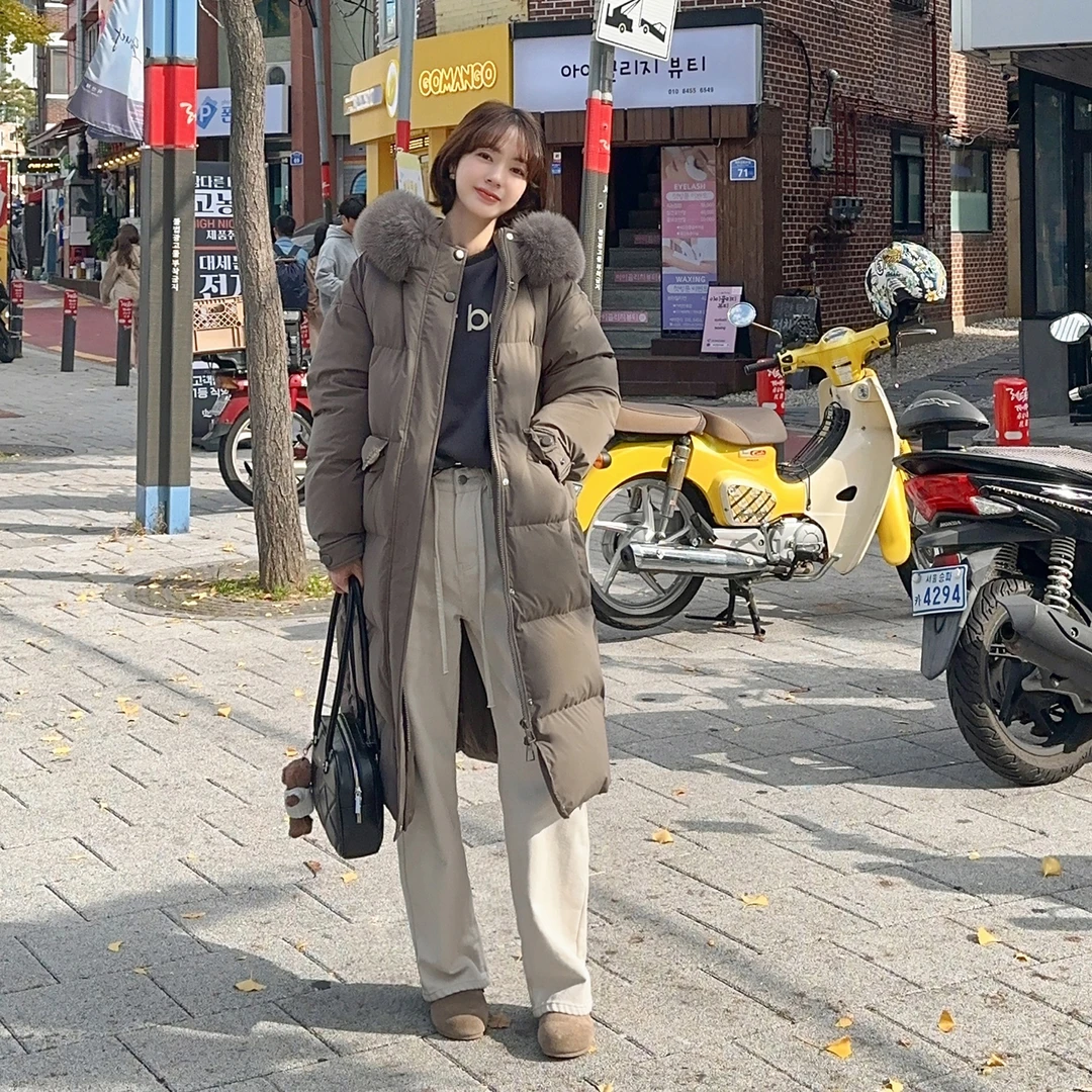 现货-【松烟琥珀】狐狸毛长款羽绒服FS310W031