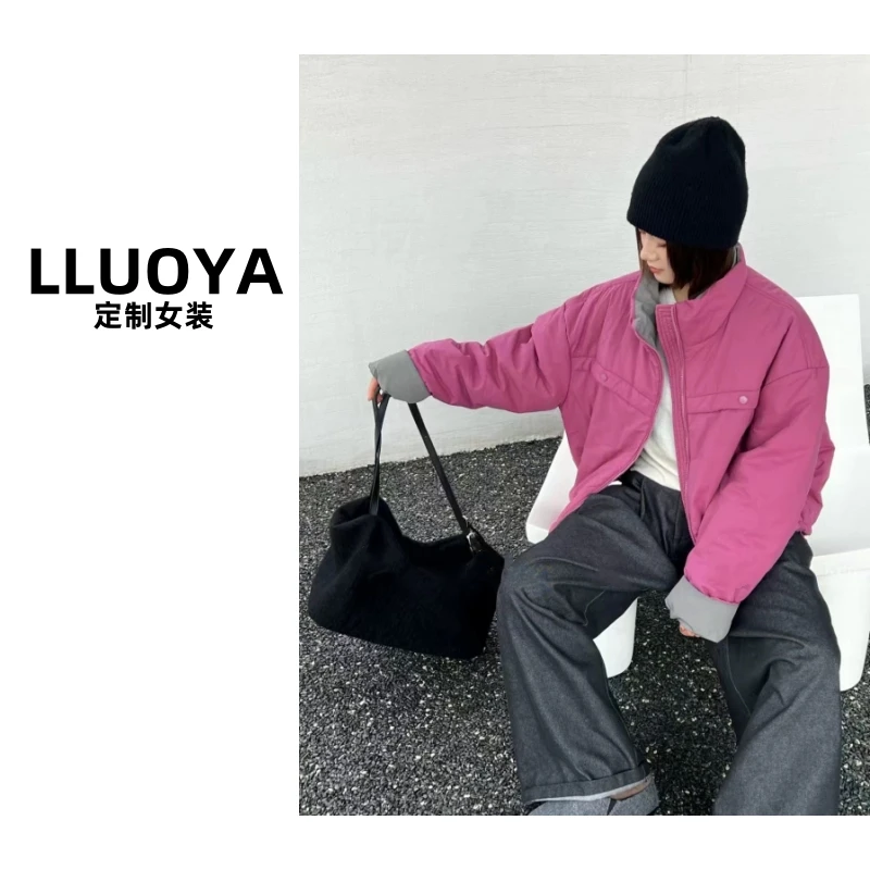 糖果色 - 撞色立领棉服外套