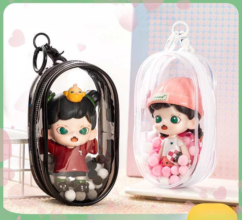 玩偶盲盒遛娃包PVC透明加高防尘挂包棉花娃娃展示盒可爱晒娃娃包