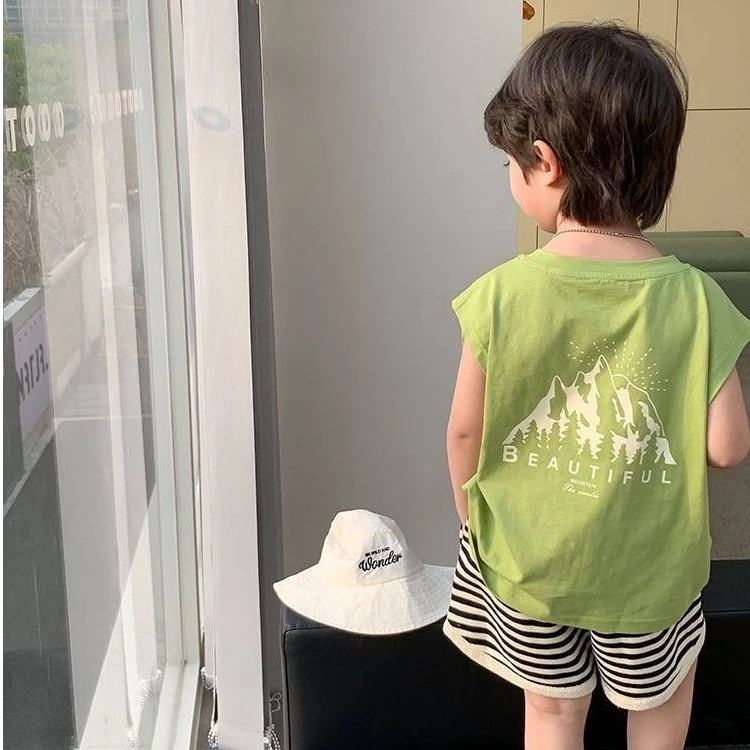 男童无袖背心衫夏季纯棉儿童T恤新款童装百搭汗衫帅气上衣潮流酷T