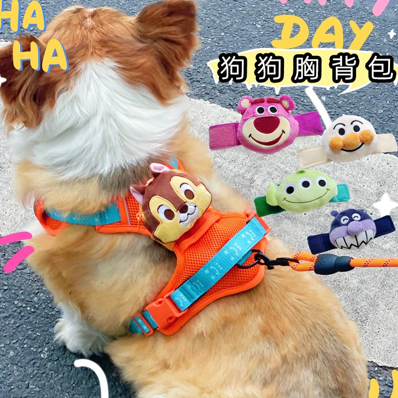 狗狗背包柯基柴犬胸背牵引绳装饰配件魔术贴收纳包遛狗包便便袋潮