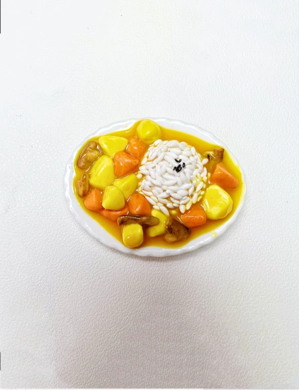 原创软陶自制咖喱土豆饭冰箱贴可爱逼真食玩旅游纪念品