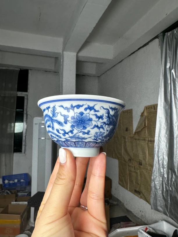 景德镇陶瓷龙凤压手杯80cc主人杯有龙就有凤龙凤则呈祥