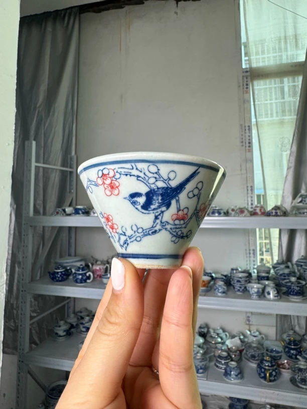 喜上眉梢斗笠杯60CC原矿景德镇瓷器老风格老味道