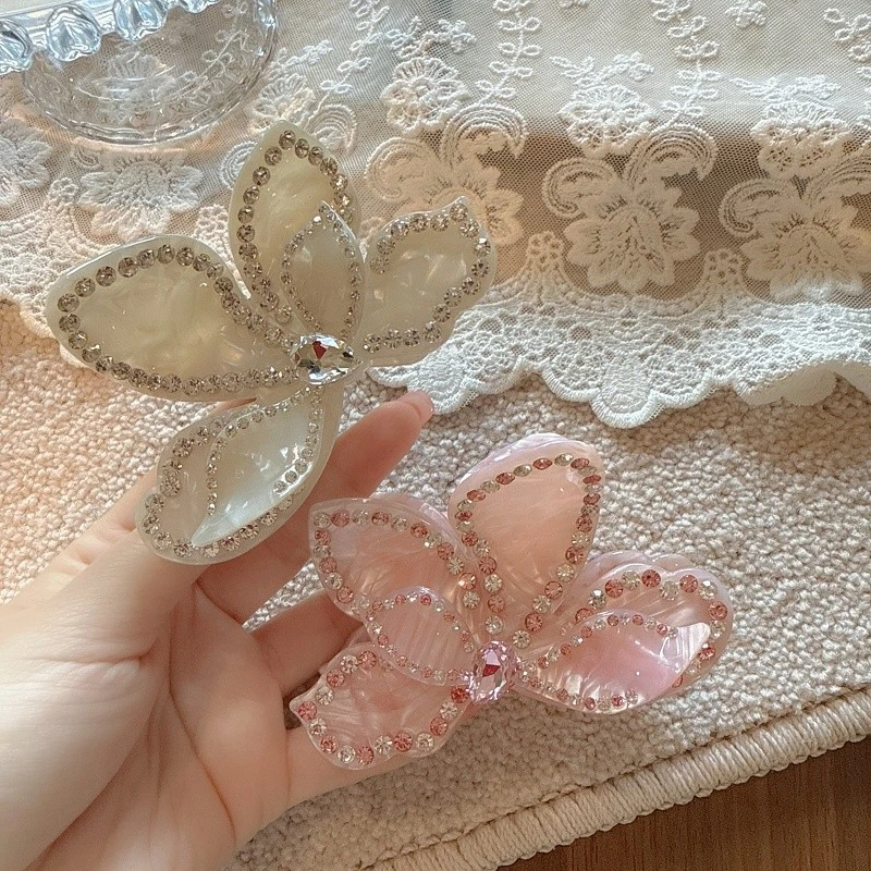 jioli/椒莉赵露思同款三角梅抓夹韩国精致醋酸花朵水钻鲨鱼夹发夹