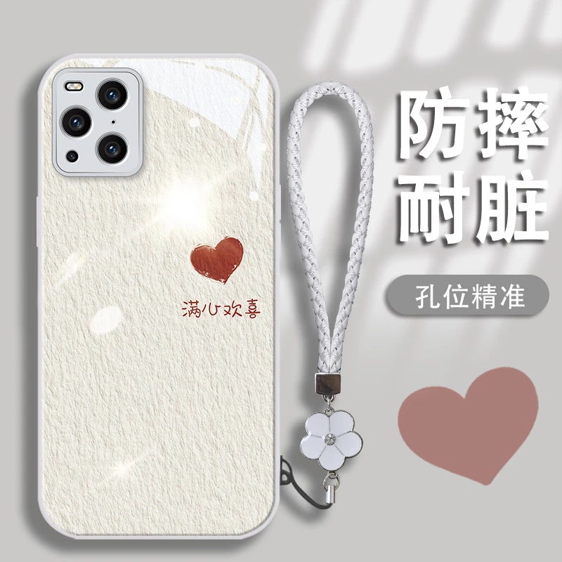适用oppofindx3手机壳满心欢喜金漆玻璃壳软边全包防摔保护套