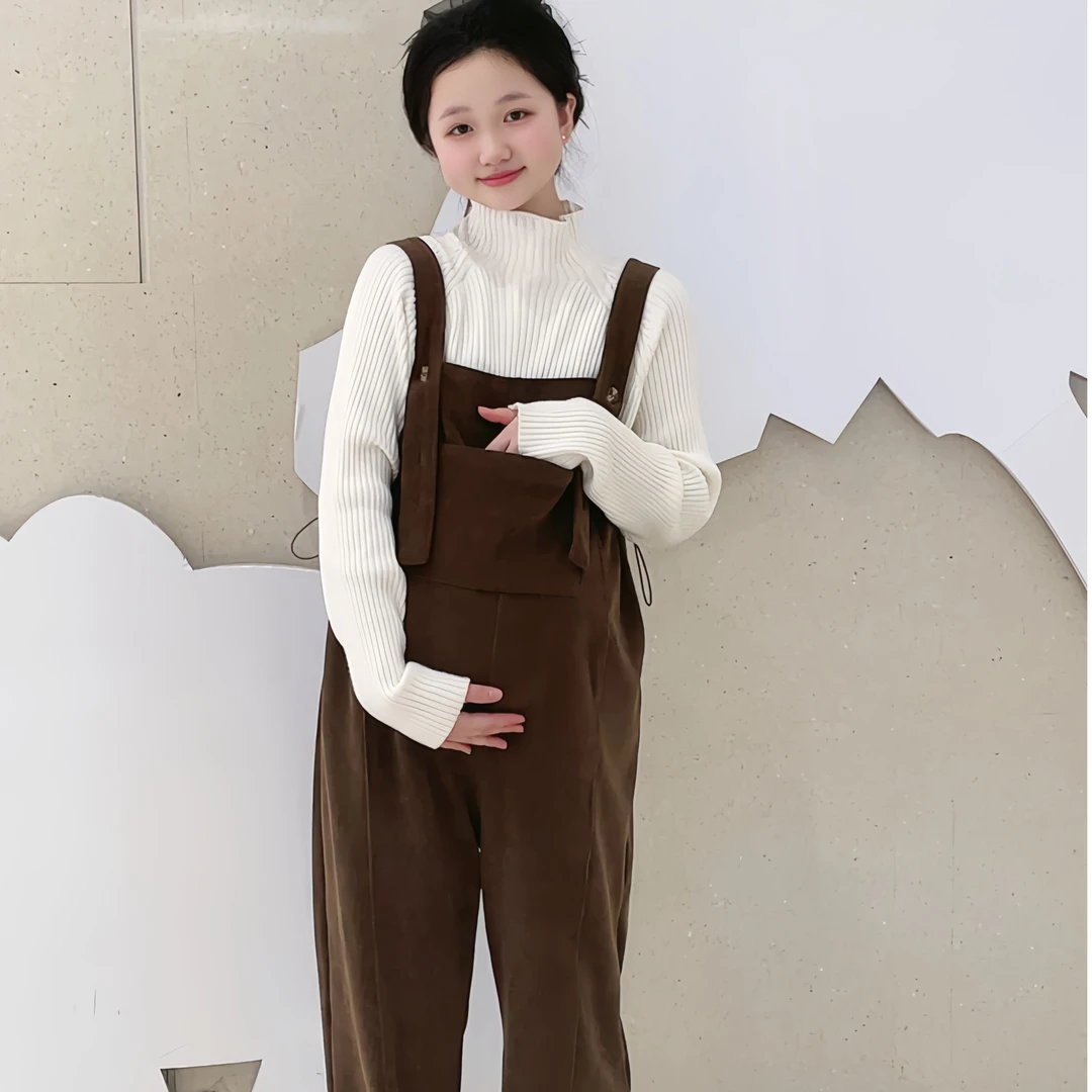 时尚百搭孕妇背带裤可调节大小宽松休闲显瘦连体式秋冬加绒款