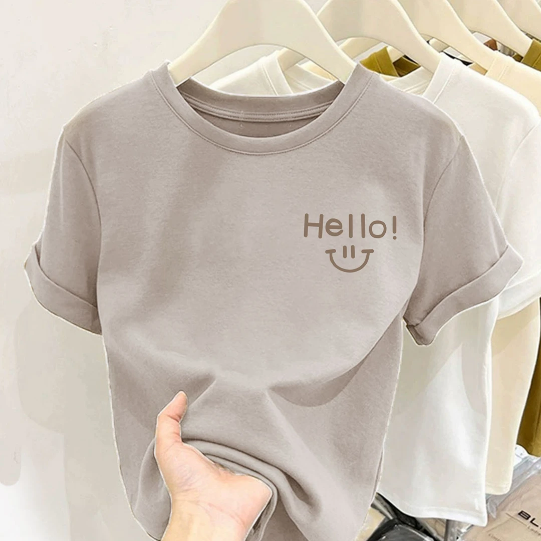 Etam/艾格2024夏季新款圆领字母印花短袖t恤女时尚韩版休闲上衣