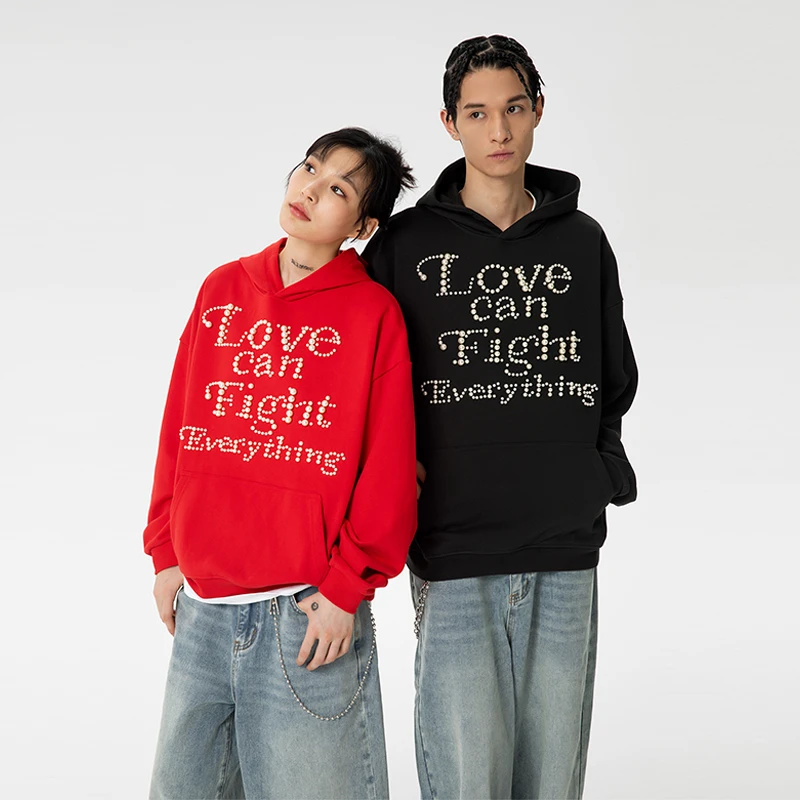 LOVEMELATER 珍珠Logo戴帽休闲百搭连帽卫衣宽松上衣