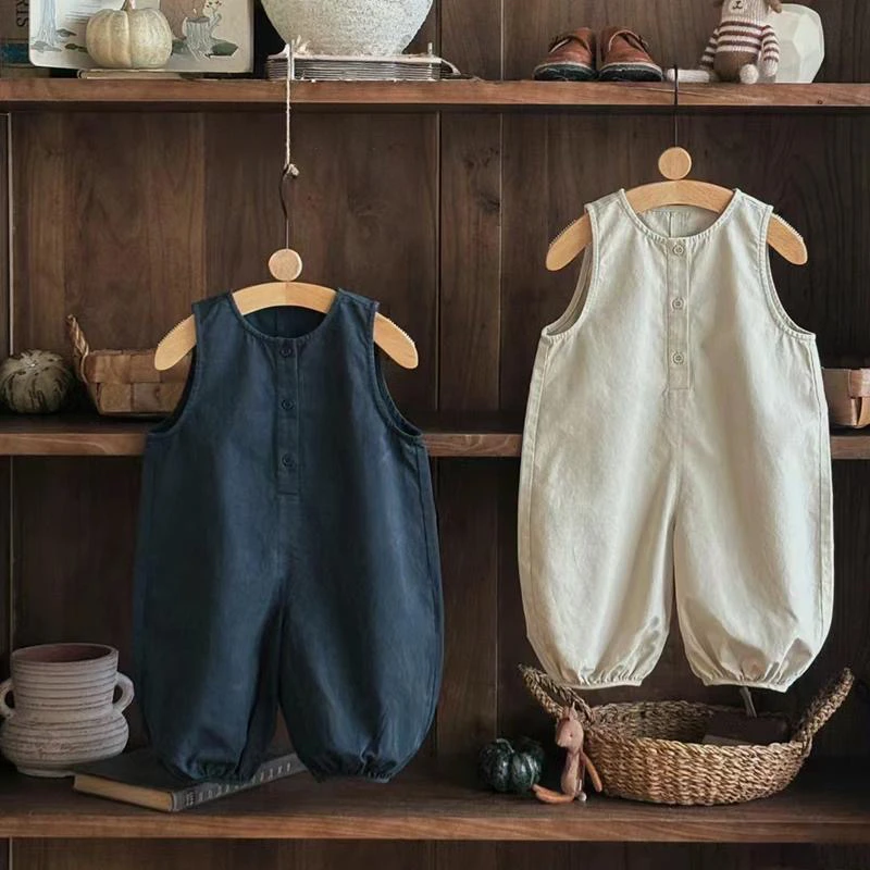 韩国童装男女童背带裤子春夏薄款无袖时尚宽松休闲韩范连体裤