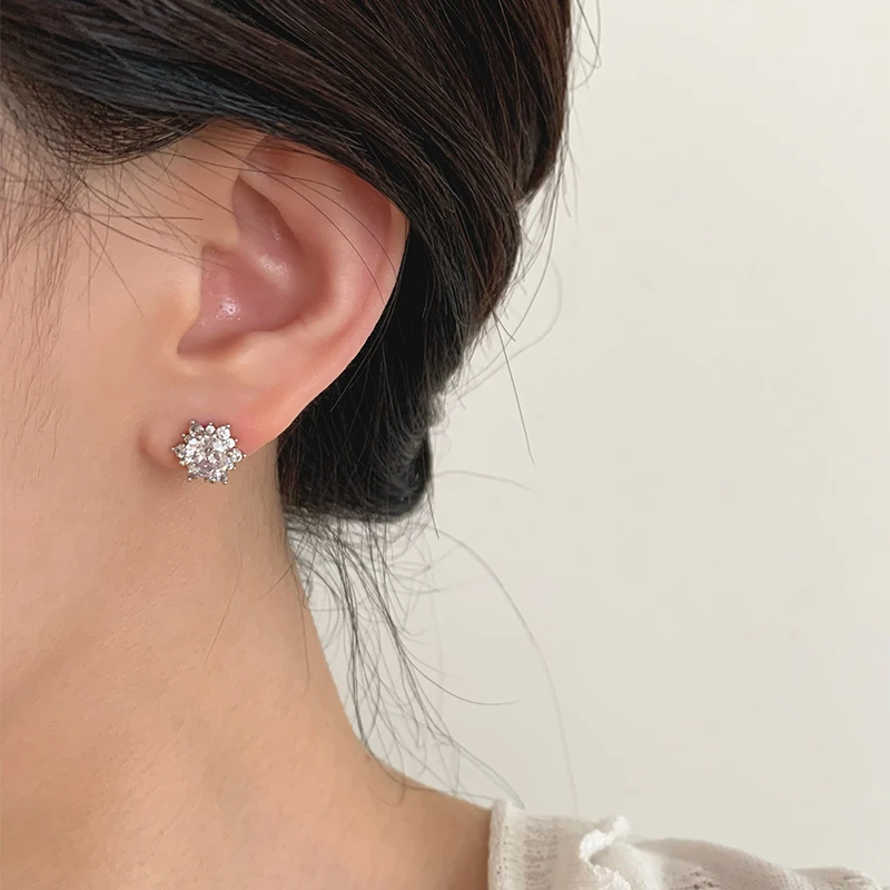 铜合金耳饰 云上雪花｜有耳夹/RINGRING商店耳钉爆闪锆石轻奢耳饰