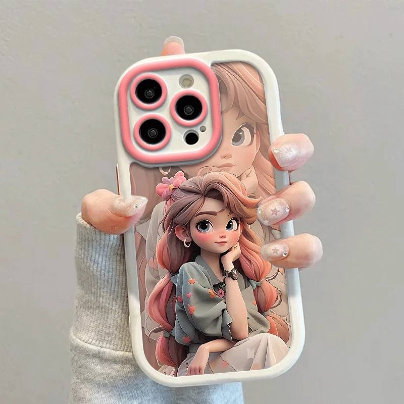 适用于苹果/华为/小米/OPPO/VIVO网红少女超火卷发公主闺蜜手机壳