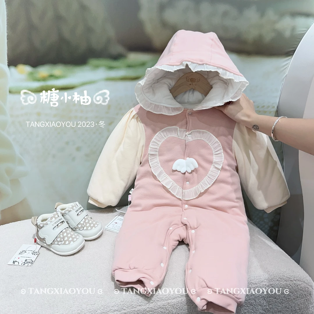 糖小柚300克2023年秋冬新款连体闭裆婴幼儿外出服棉花可机洗