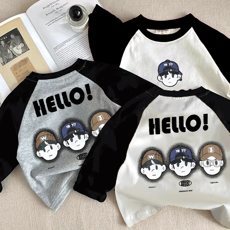 儿童长袖T恤100纯棉男童宝宝打底衫中小童卡通春秋季新款洋气上衣