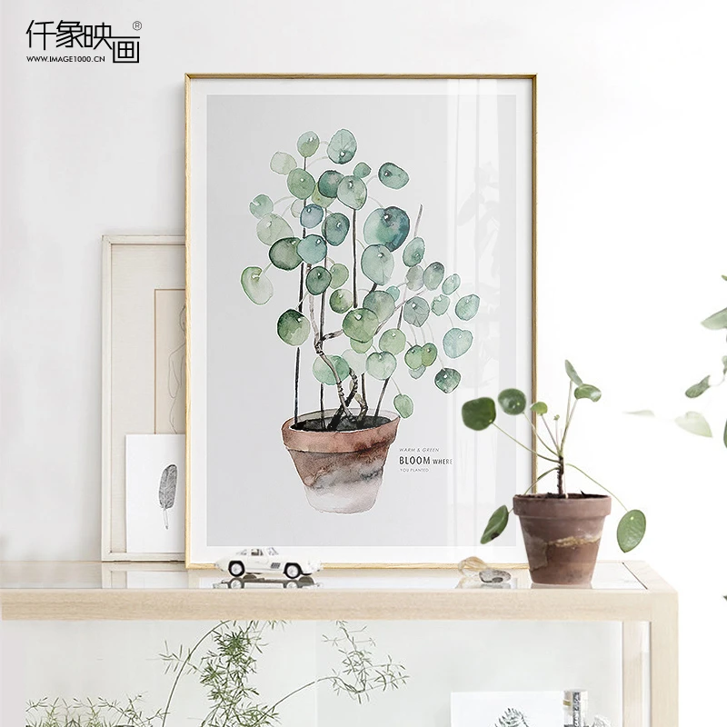仟象映画 绿植北欧ins风装饰画客厅玄关挂画竖版餐厅摆件壁画水彩