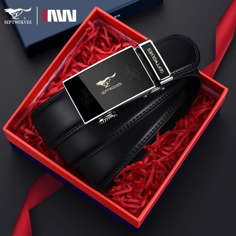 七匹狼皮带男士真皮正品自动扣裤腰带爸爸新款2025真牛皮男款高档