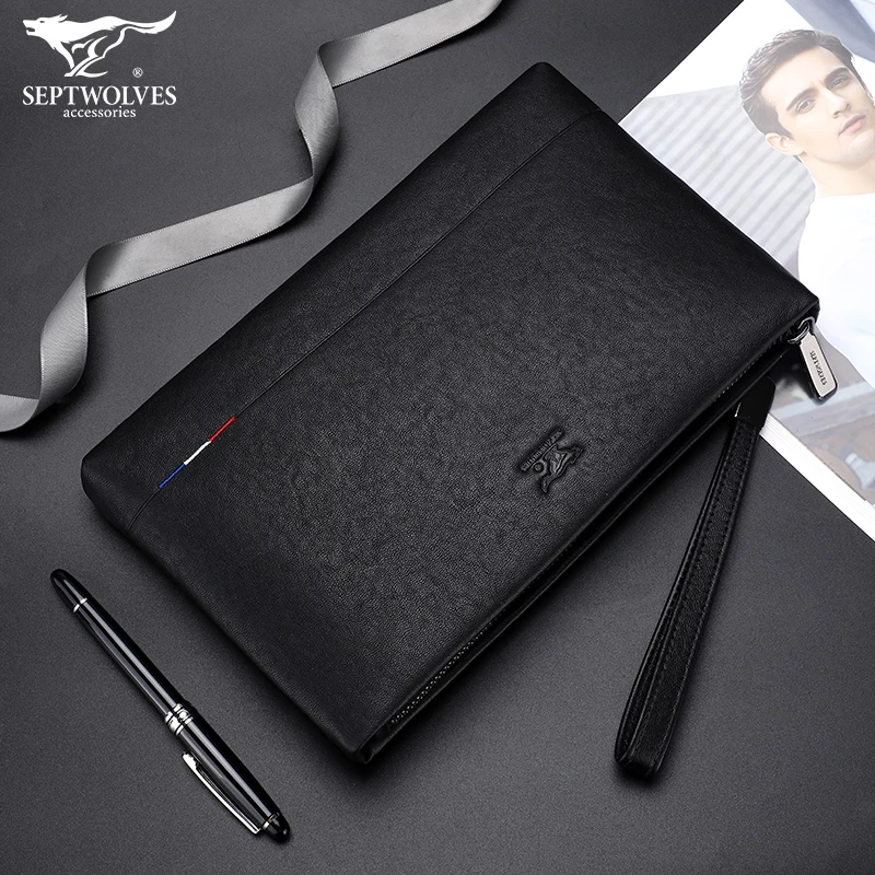 七匹狼男包手包男士信封包大品牌手拿夹包休闲青年男式潮流长钱包