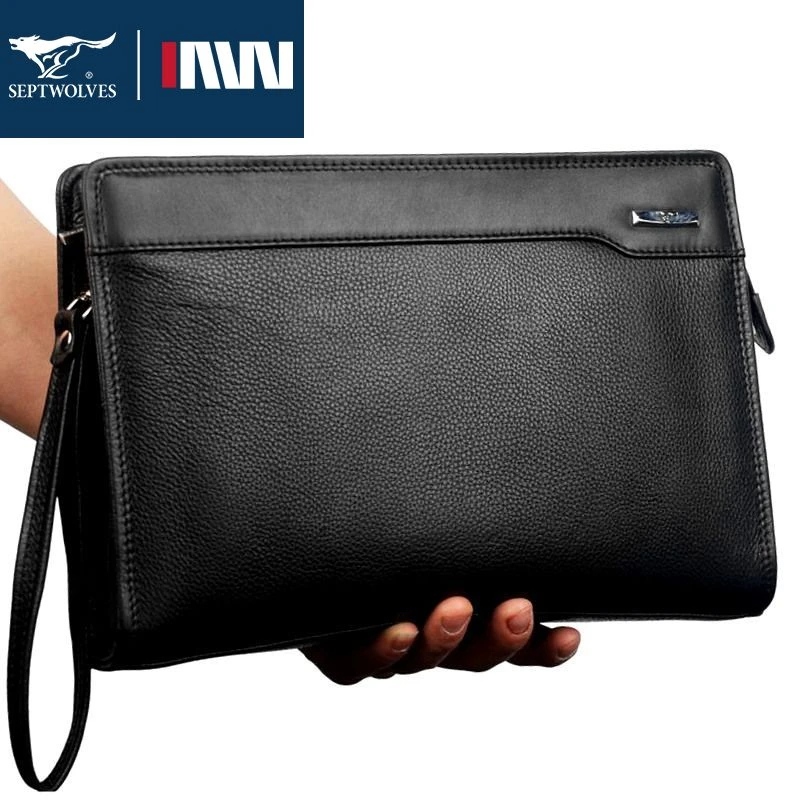 七匹狼男士手包真皮时尚长款包商务手提手拿夹包男包手抓包名牌包