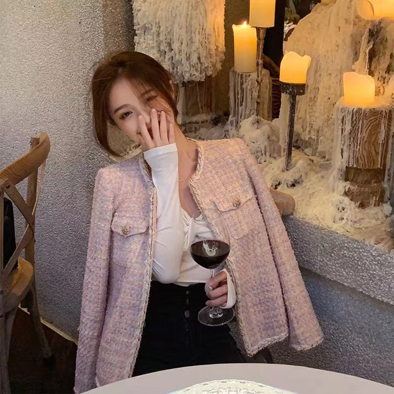春秋温柔气质名媛小香风毛呢外套女时尚洋气百搭开衫上衣女装短款
