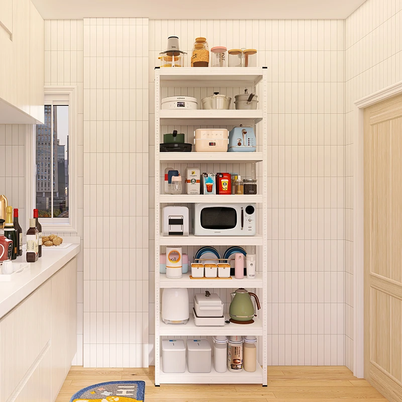 峰阳简约白色八层厨房置物架落地多层2.28米加高微波炉烤箱架子