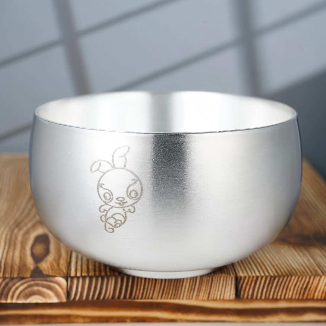 九乐 足银银制品 999 足银可爱兔银碗100克（316外层）