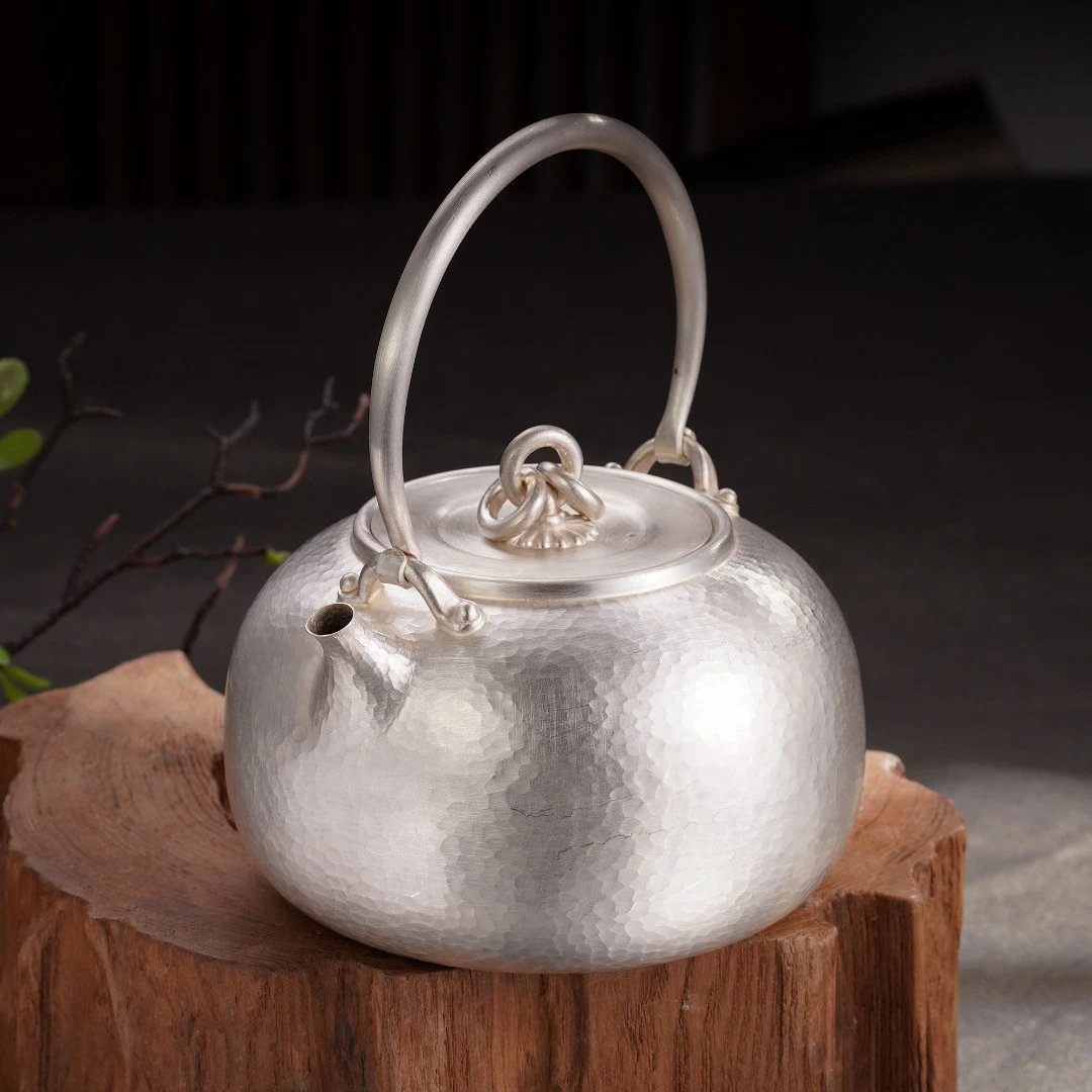 九乐 足银银制品 银环壶摘烧水壶素面款570克一把