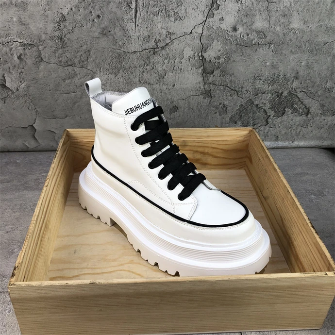 拉链厚底马丁靴男秋冬新款潮男时尚增高休闲百搭男士短靴小白鞋