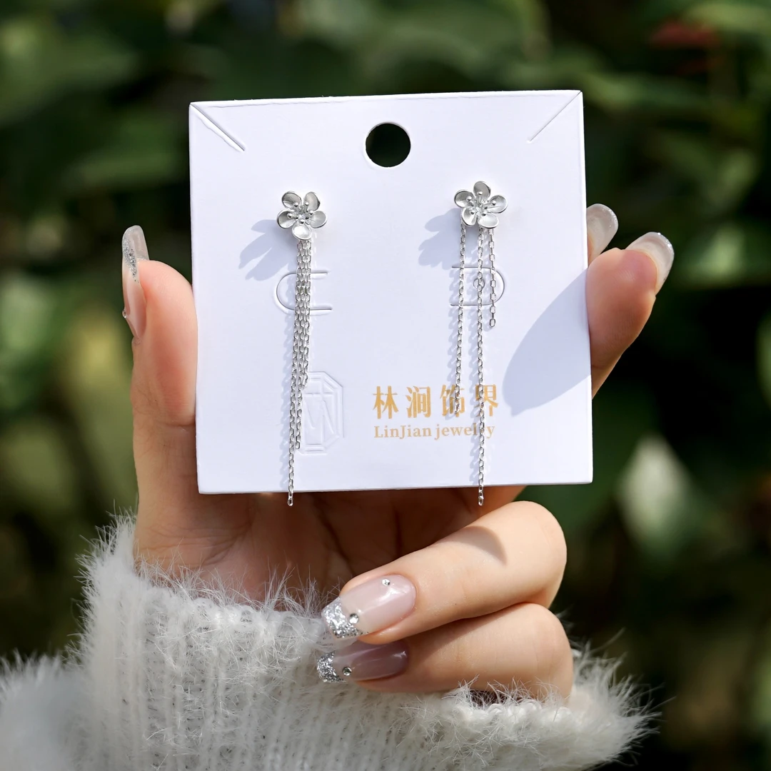 足银耳饰 阿林的饰界原创梅花流苏耳钉花朵999足银简约百搭气质