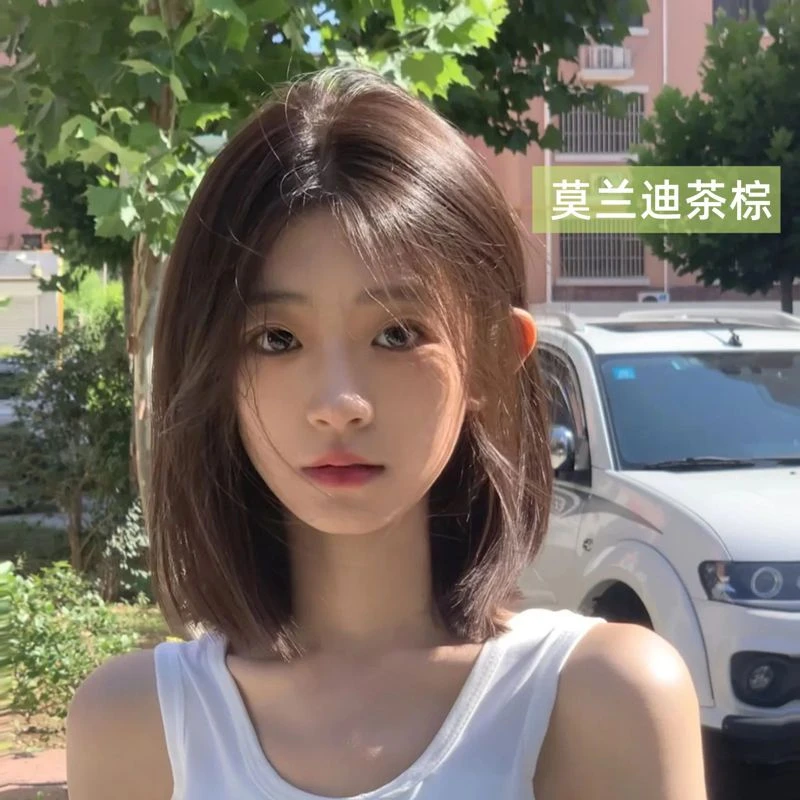 莫兰迪茶棕色染发剂自己在家染泡泡沫天然植物纯膏女无刺激正品牌
