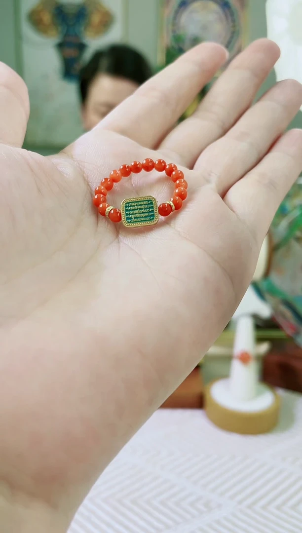 【闪购商品】南红玛瑙戒指银S925镶嵌南红五条戒子