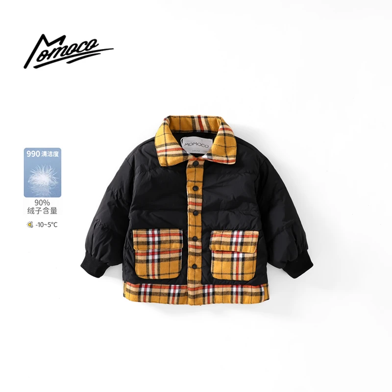 MOMOCO冬季新款男童格子时尚复古韩版休闲羽绒服75430103007