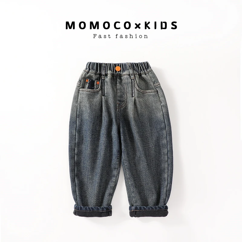 MOMOCO2024冬季宽松韩版休闲时尚儿童牛仔裤75430350002