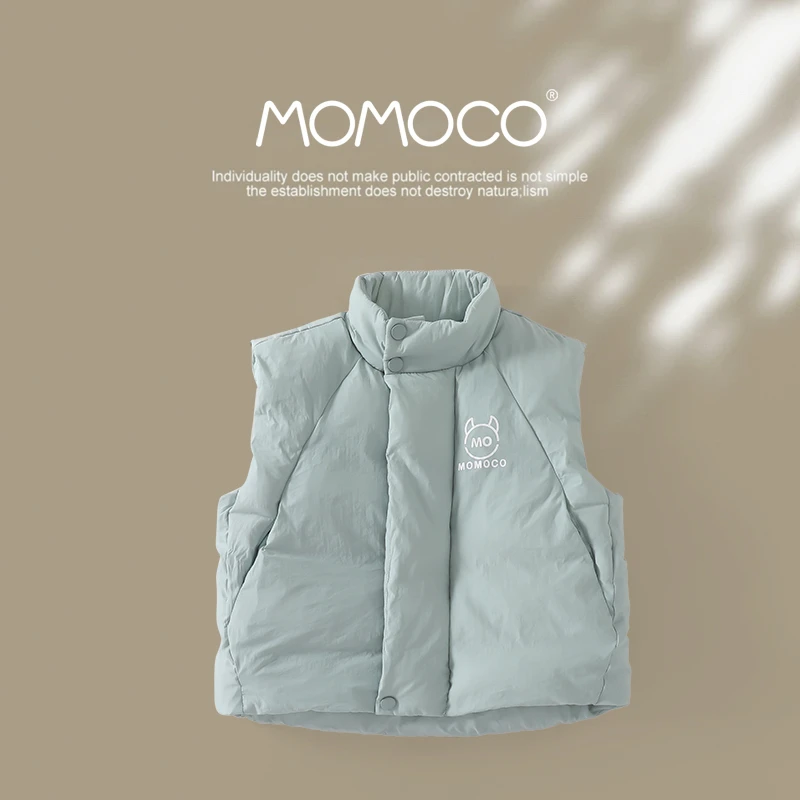 MOMOCO冬季新款男女童时尚纯色潮流棉马甲75430115006