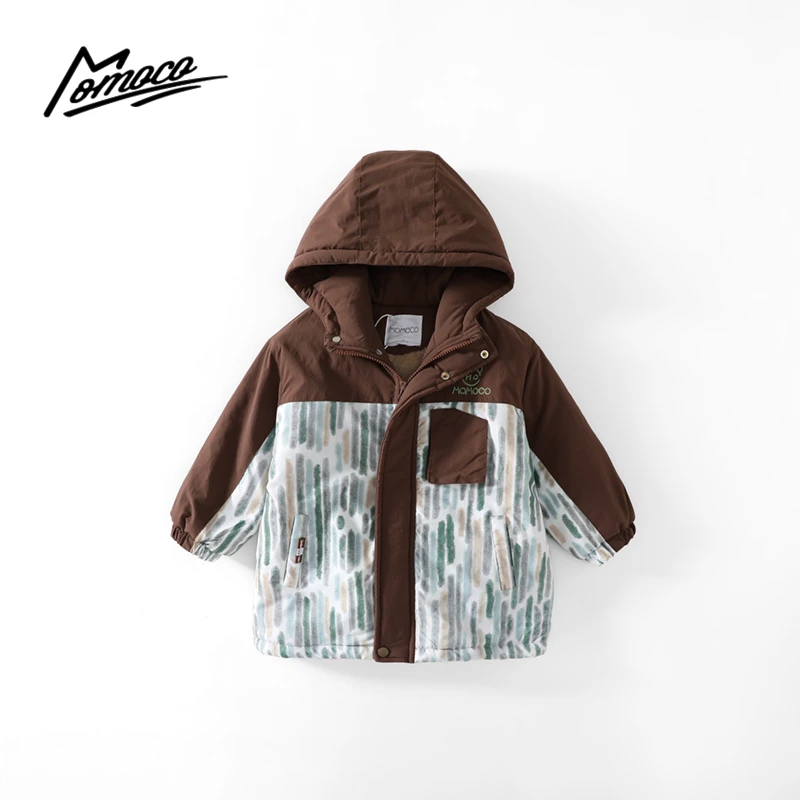 MOMOCO冬季新款男童潮流拼接加绒厚款外套75430101015