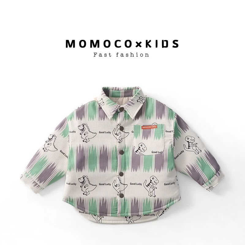 MOMOCO-2023新款秋冬中小童男童恐龙总动员棉服衬衫76480234200