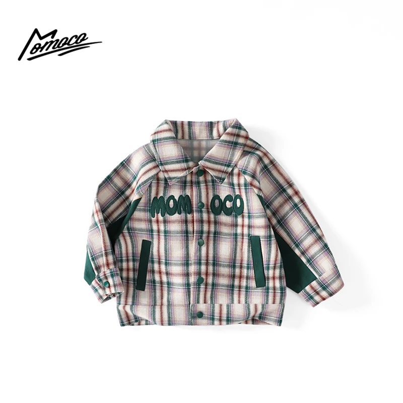 MOMOCO春季新款男童时尚拼色格子带标洋气外套75330107060