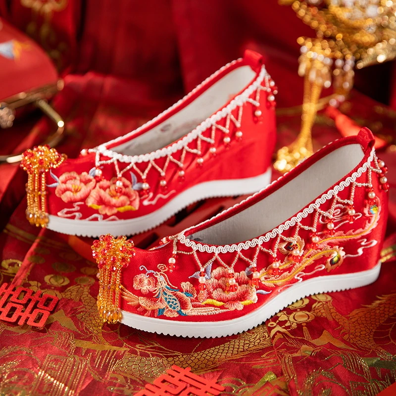 【舞绣缘】凤凰翘头2023秋季新款中式红色婚鞋古风汉服鞋新娘秀禾
