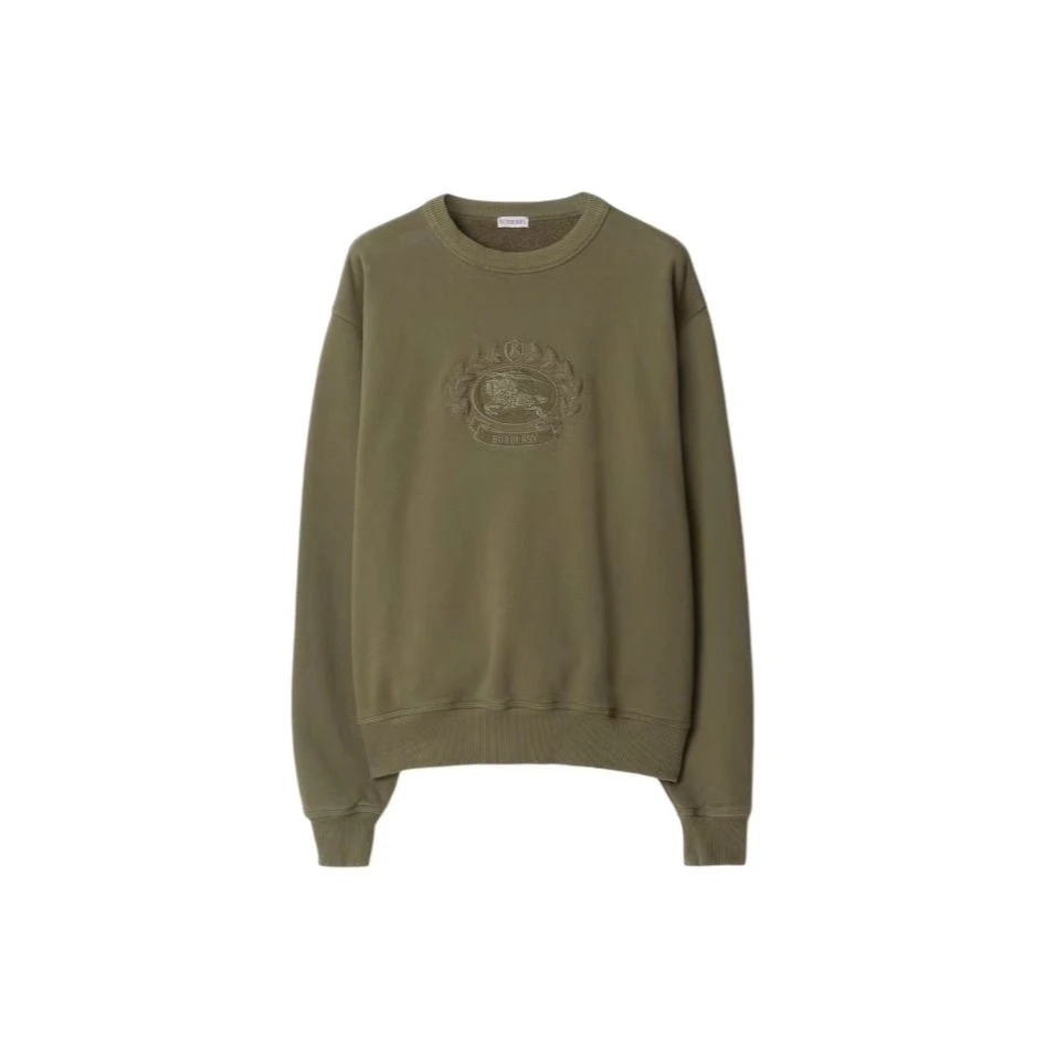 BURBERRY博柏利绿色战马刺绣圆领男女同款卫衣