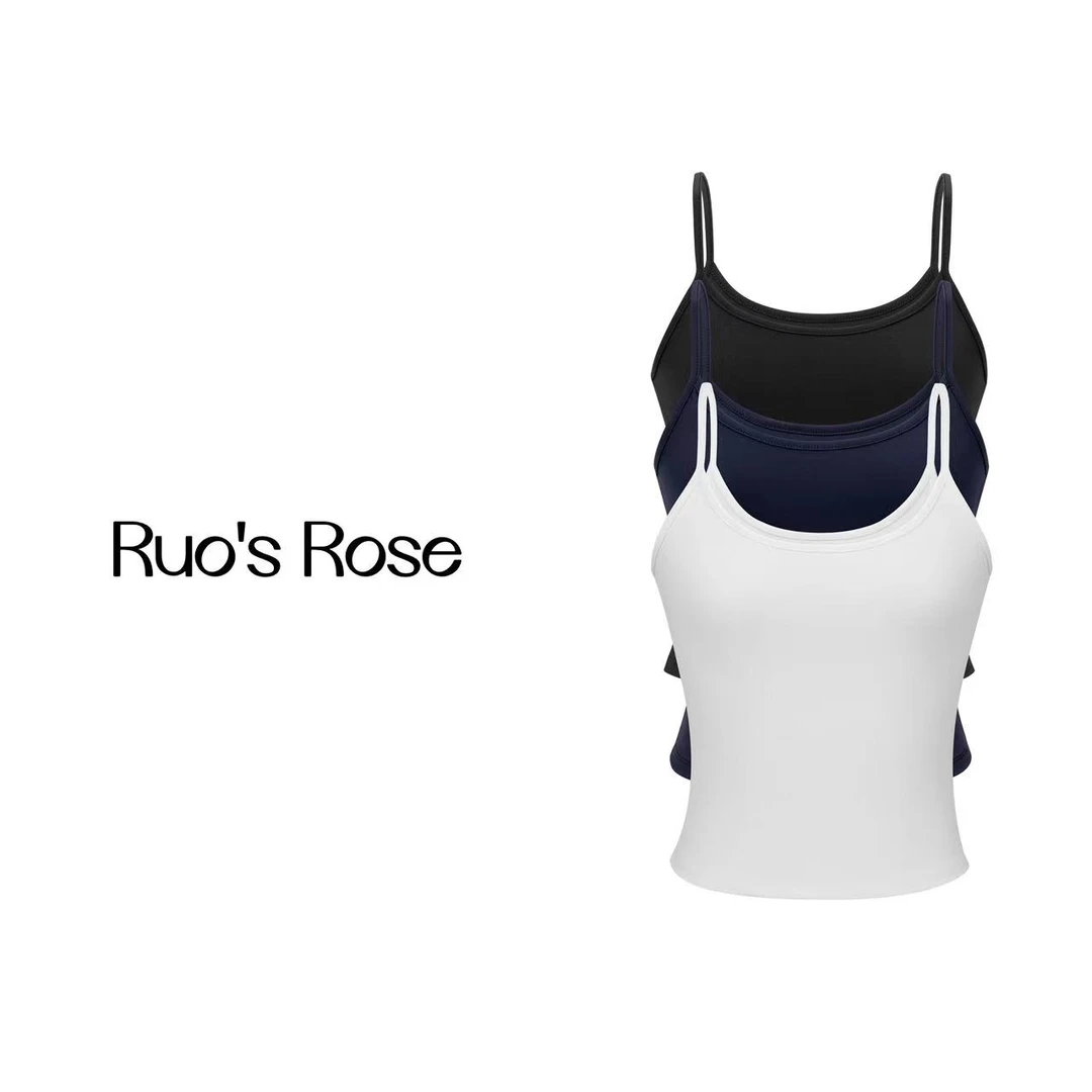 Ruos Rose 设计感细肩带修身女打底背心