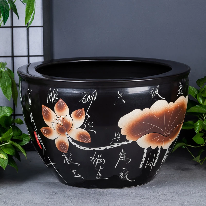 一米景德镇陶瓷摆件鱼缸流水器喷泉家用鱼缸客厅庭院鱼缸